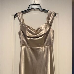 Gold Sheath Cowl Neck Cocktail Dress